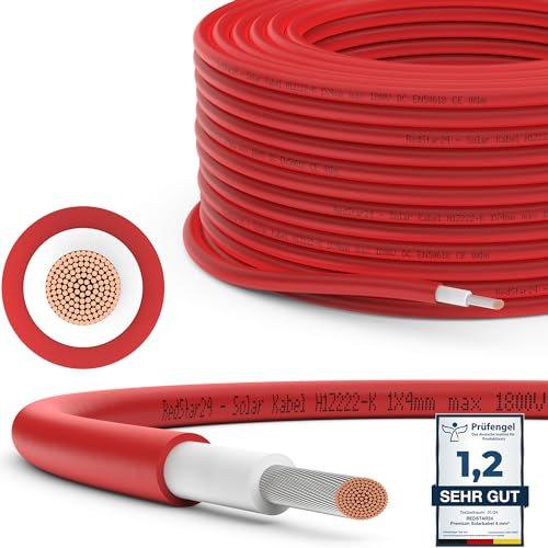 RedStar24 Premium Solarkabel 4mm² Rot - 30m - TÜV SÜD geprüft - UV-beständig, flexibel, Photovoltaik Kabel, PV Kabel, Solar Anschlusskabel für Solarpanel, Wechselrichter & Laderegler - langlebig