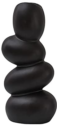FGUUTYM Türkranz Willkommen Abstrakte Kunst, Skulptur, Ei, Vase, Kiesel, Blumenarrangement, Zuhause, chinesische antike Keramik-Ornamente Kranz Groß (Black, One Size)