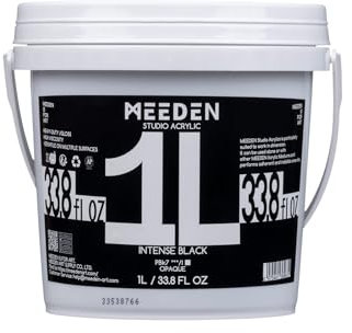 MEEDEN Schwarz Acrylfarben 1L: Heavy Body Gloss Acryl Farbe für Leinwand Holz Wand Textile, Groß Acrylic Paint - Wasserfest & Ungiftig & Schnelltrocknend - Intensivschwarz