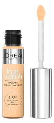 L'Oréal Paris Concealer True Match Serum Radiant Finish 24H Hydration 55D | With 1.5% Hyaluronic Acid, With Caffeine, Medium Coverage, Neutralises Dark Circles, Smooths Skin, Replumps Skin