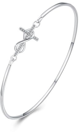 YEESIA Damen-Kreuz-Armband, 925er Sterlingsilber, Unendlichkeitskreuz-Armband mit Zirkon, christlicher Schmuck, Geschenk für Frauen