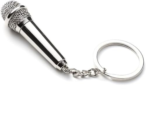 NISCAYA Simulation Microphone Microphone Key Pendant Metal Keychain Cute Design Music Gift Fashion Keychain Small Jewelry Suitable for Key Loss Prevention