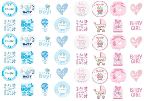 24 PRECUT Edible Baby Shower Boy Girl Cupcake Fairy Cake Wafer Decoration Toppers (Girl)