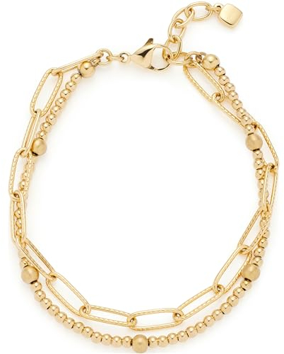 JEWELS BY LEONARDO Armband Marella • doppelreihige Arm-Kette aus goldfarbenem Edelstahl • aufgereihte Edelstahl-Perlen und gröbere Ketten-Glieder • 18-20 cm Länge • Schmuck Damen • 023406