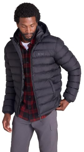 Mountain Warehouse Season Mens Padded Jacket - Water Resistant Puffer Coat, Lightweight, Lab Tested to -30C, Microfibre Filler - Spring Summer, Travelling, Walking Black XS