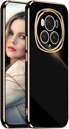 POUHYE Cover per Honor Magic 6 Pro 5G Custodia Originale, Sottile Morbido Silicone Cover con Protezione Fotocamera, TPU Antiurto Protezione Case per Honor Magic 6 Pro 5G Nero