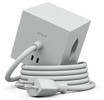 Multiprise Suisse de Avolt avec USB-C - Première multiprise design au monde à fixation magnétique - Rallonge suisse avec 3 prises et 2 USB (Gris)