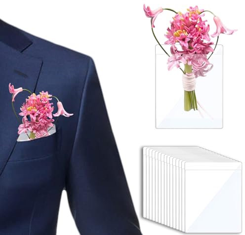 15 Stück Knopflochblumen-Hüllen aus Kunststoff, Einstecktuch, Ansteckblume für Hochzeit, Trauzeugen, Abschlussball und Heimkehr, 3.31 x 4.88 inches, Kunststoff, nein