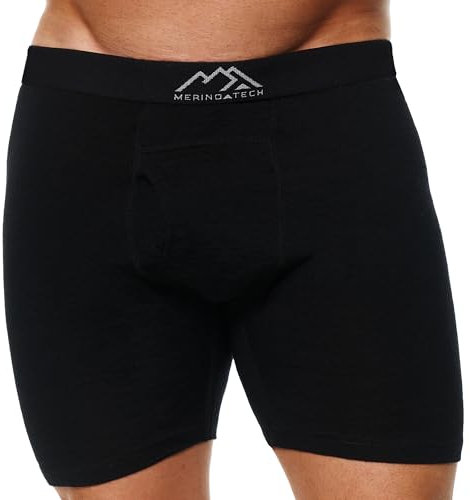 Merino.tech Merino Wool Underwear Men - 100% Merino Wool Boxers for Men (Medium, 1 Pack - 190 Black Coal)