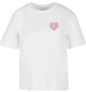 Miss Tee Damen Heart Cage Rose Tee White, XL