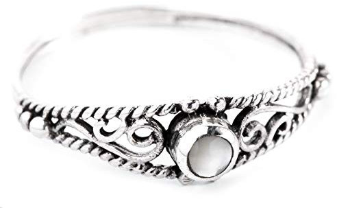 Windalf Schmaler Elfen Ring NAIRNE 5 mm Perlmutt Bohemia Freundschaft Glücksring 925 Sterlingsilber (Silber, 62 (20))