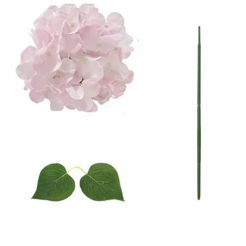 YLREAN 50 Stück künstliche Hortensienblüten, Seidenhortensienköpfe für Hochzeiten, Hellrosa Blätter, 50 Stück