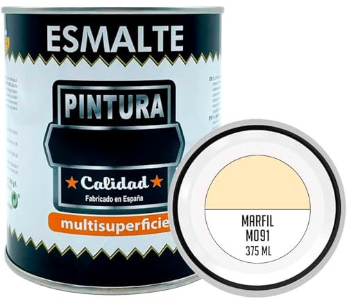 AC - Bote de Pintura Esmalte - Fabricado en España - Ideal para Cualquier Superficie, Madera, Plástico, Cristal o Cemento - Capacidad de 375 ML - Marfil (M091)