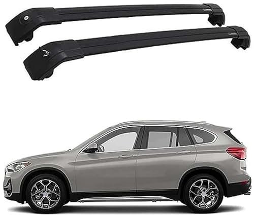 evimo 2 Stück Auto Dachträger, für BMW X1 F48 2016-2021 Dachgepäckträger-Alu Relingträger Fahrradträger Hochstabile Dachreling Rack Gepäck Querträger,A