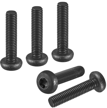 DTGN Lot de 12 vis de sécurité Torx à tête cylindrique M8 x 35 mm - Idéales pour les machines - Acier au carbone - Vis de sécurité Torx - Noir