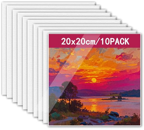 Lot de 10 petites toiles à peindre - 20 x 20 cm - Pour peintures acryliques - Carton de 3 mm d'épaisseur pour artistes, amateurs, débutants, enfants - Pour acrylique, aquarelle, peinture à l'huile