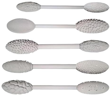 Jongyumo 5 Stück Tonmuster Texturwerkzeuge, Doppelkopf Prägerollen aus Harz für Keramik Modelliermasse, Modelliermuster Roller Bastelset mit Ergonomischen Griffen