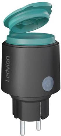 Ledvion - Intelligente Außensteckdose, Reichweite 50 m, WLAN-Steckdose mit integriertem WiFi-Energiezähler, IP44, Sprachsteuerung/Calex Smart App