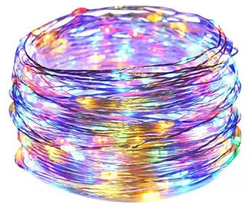 Brightium 4 m lange RGBY-LED-Lichterkette mit Kupferdraht und Knopfzelle, ideal für festliche Dekorationen und gemütliche Umgebungen.