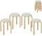 HOMCOM Esszimmerhocker 4er Set Stapelhocker Hocker aus Birkensperrholz mit Leinenoptik Küchenhocker Polsterhocker für Esszimmer Wohnzimmer Cremeweiß