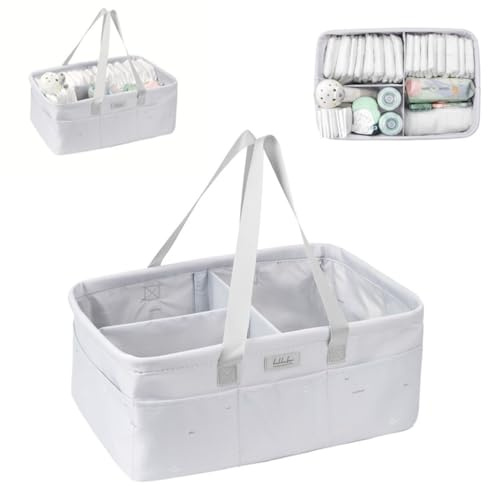 Kikkaboo Wickeltasche, Korb, Windelorganizer faltbar Griffe abnehmbare Trennwand, Farbe:weiß