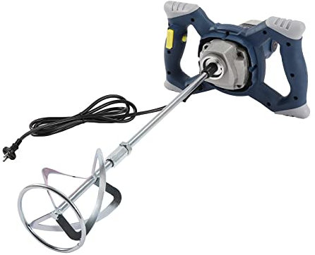 Rührgerät Elektrisch 1400W, 6-Stufen Betonmischer 0–1200 U/min, Mörtelrührer mit Doppelspirale, Alu-Gehäuse und Lenkradgriff, Profi Rührwerk für Bau, Handwerk, Honigrührer