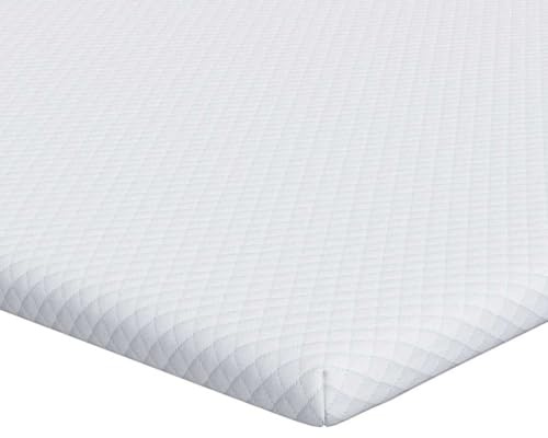 vidaXL Mattress Topper 160 x 200 cm, 3.5 cm Thick Memory Foam White Breathable Polyester Rectangular Mattress Topper Double Layer Ideal for Sleeping Comfort, Machine Washable,