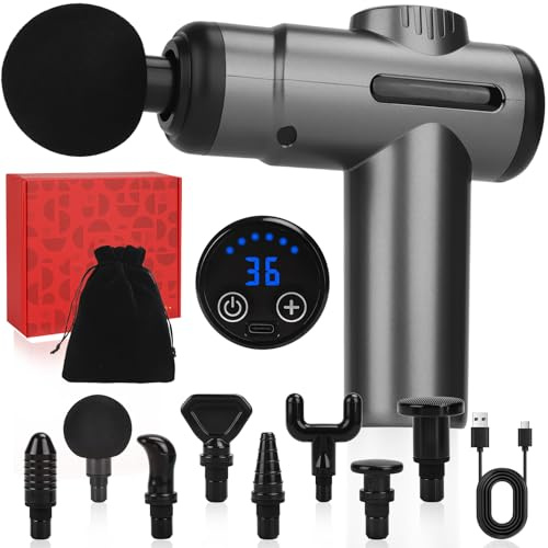 IGUGI Massagepistole,Muskel Massage Gun Massagegerät,Muskel Percussion Massagegerät,8 Massageköpfen Lcd Touchscreen,Rücken Massagepistole Massagegeräts mit USB C Zur Muskels Massage Entspannen