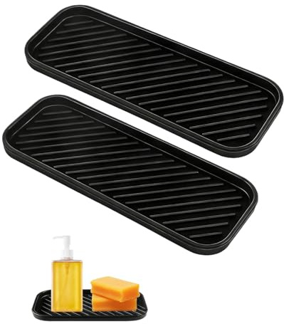 Forevat 2 pièces Organisateur de porte-savon en silicone, porte-éponge pour évier, sous-main de cuisine pour évier, organisateur de porte-savon étroit pour évier à séchage rapide, pour éponges