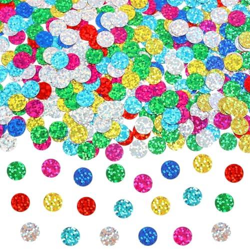 Whimzey Glitzer Konfetti Gold Silber Lila Blau Rot Grün,50g Bunt Konfetti Geburtstag,Rund Streudeko Tischdeko Hochzeit,1cm Luftschlangen Confetti für Karneval,Fasching,Silvester,Weihnachten Party Deko