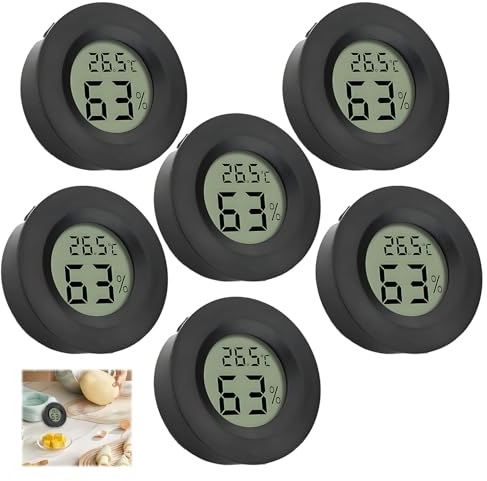 6 PCS Mini Hygrometer Thermometer Digital LCD Monitor with Accuracy Sensor | Indoor Temperature and Humidity Meter Compact Humidity Gauge with °F/°C Switch for Home Greenhouse Office Vehicles Warehouses
