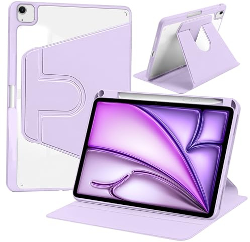 ZoRoll Funda para iPad Air 11 Pulgadas M4/M3/M2 (2026/2025/2024), Funda para iPad Air 5/Air 4 10,9 Pulgadas, Carcasa Soporte Rotación de 360 Grados, Cuenta con Una Ranura para Bolígrafo - Morado