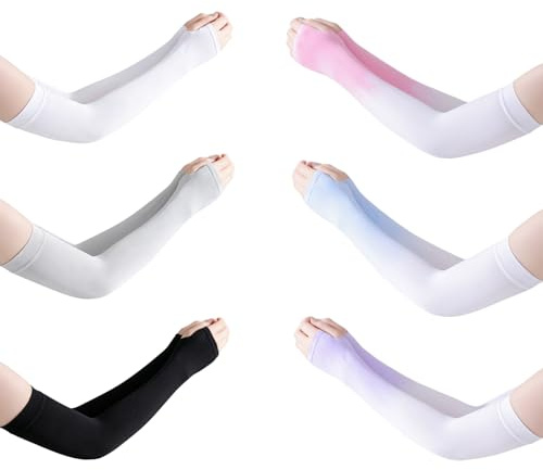 Moguxb Sonnen Armstulpen 6 Paar Eis Armstulpen 6 Farben Ärmlinge Kühlende für Golf Autofahren Laufen Basketball Fußball & Outdoor Sport für Damen Herren