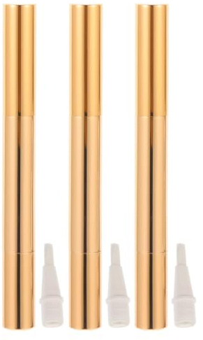 Stylo Vide de Vernis à Ongles 3ml en Plastique et Métal, Lot de 3 | Embout Pinceau Inclus, Format Or, pour Huile Nutritive et Peinture, Usage Voyage et Déplacements Professionnels