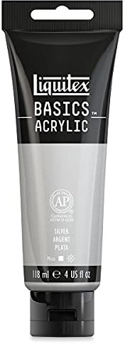 Liquitex Basic Acrylic - Tubo de Pintura Acrílica, 118 ML, Plateado