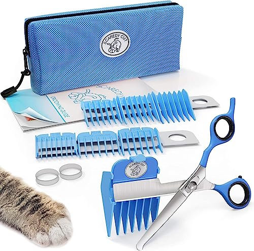 SCAREDY CUT Kit Silencieux de toilettage pour Chats et Chiens – Alternative silencieuse aux tondeuses électriques pour Les Animaux – pour droitier, Couleur Bleu
