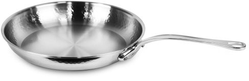 Mauviel M'Elite Set de poêles à frire 5 plis inox martelé poli manche fonte inox 11,8 pouces Fabriqué en France