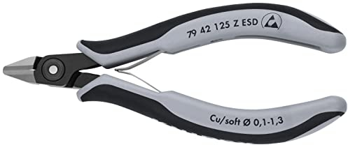 KNIPEX Präzisions-Elektronik-Seitenschneider ESD mit Mehrkomponenten-Hüllen brüniert 125 mm, 79 42 125 Z ESD