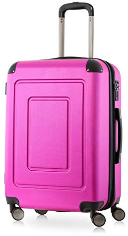 Happy Trolley - Valise Coque Rigide Valise Trolley Valise de Voyage Valise de Voyage Lugano, très léger, TSA, 65 cm, 78L Rose