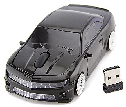 Rouge 3D 2,4 GHz Sport Forme de Voiture Souris sans Fil Ergonomique Souris Optique avec récepteur USB pour Ordinateur Portable PC Ordinateur 1600DPI 3 Boutons Noir