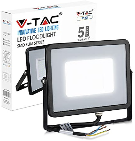 Proiettore Slim LED 50W, Chip Samsung, Nero Luce Calda 3000K