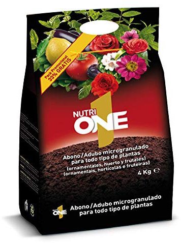 nutriONE Abono granulado para todo tipo de Plantas y Flores. Fertilizante Concentrado microgranulado Premium. Ingredientes naturales y resultados visibles en 7 días.