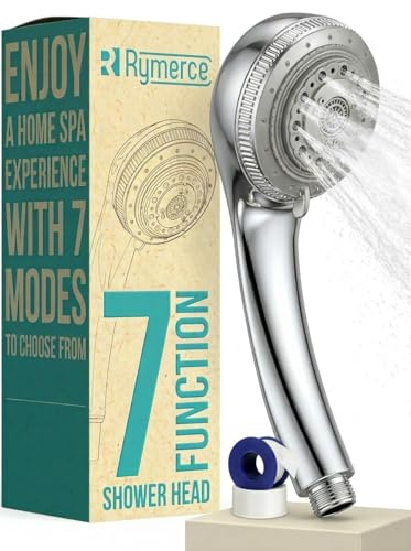 Shower Head High Pressure Universal 7 Spray Mode Handheld Shower Head, Replacement, Chrome Hand Shower, 7 Functions, Powerful