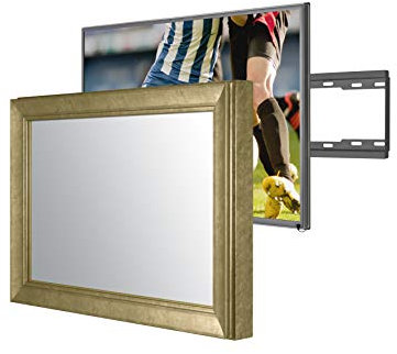 Gold Black Color 32 New York TV Mirror Frame, 32-inch 1080p Full HD Smart TV, Wall Bracket and Infra Red Extender