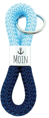 Schlüsselanhänger Segeltau Moin + Meer geht immer Heimathafen uvm., Segelseil im Mix