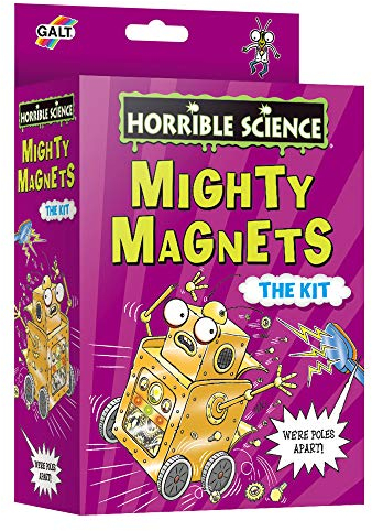 Galt Mighty Magnets Kit -Horrible Science Kids Magnets and Science Kit for Kids-Hands-on Physics Experiments -Build a Rolling Robot and Perform Levitation Tricks - For Girls and Boys Ages 6 Years Plus