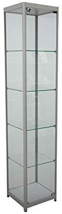 Säulenvitrine Glasvitrine inkl. Beleuchtung B40xT40xH198cm | Vitrine Sicherheitsglas Verkaufsvitrine abschließbar Ladeneinrichtung | Standvitrine Messevitrine Sammelvitrine Geschäftsvitrine