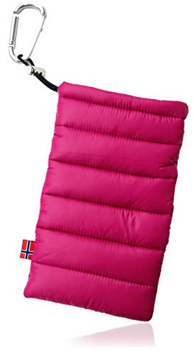 thermopoc Smartphone-Tasche | Daunengefüttert | Granatapfel | Handyhülle | Wärmedämmung | Nylon | Karabinerhaken | Kreditkartentasche