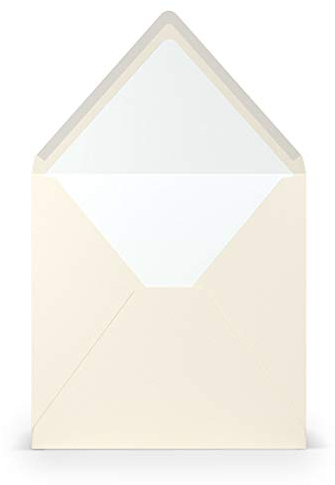 PAPERADO 50 Briefumschläge quadratisch Ivory gerippt Creme - 100 g/m² Kuvert Ohne Fenster 16,4 x 16,4 cm - Hochzeits Umschläge mit Nassklebung spitzer Klappe