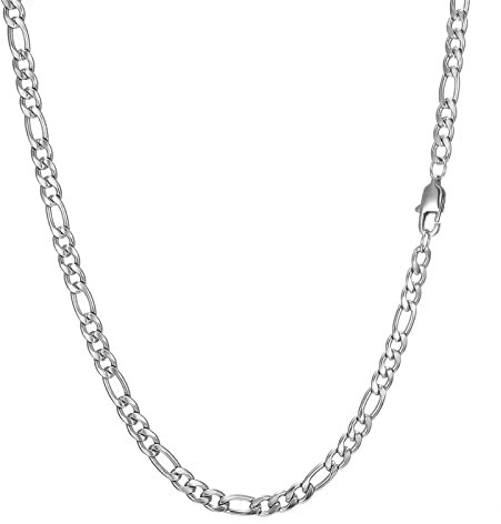 AFSTALR Chaine Homme Femme Acier Inoxydable Argent Collier Chaîne Figaro 1+3 Bijoux Anniversaire Cadeau 5mm-61cm…